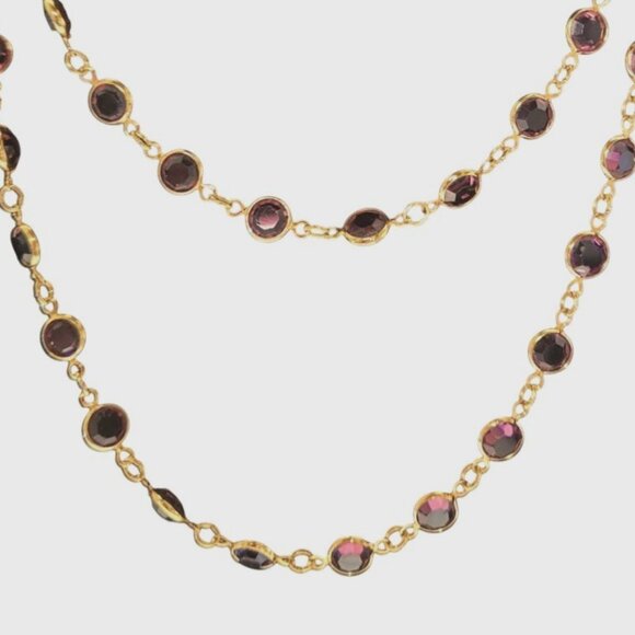 Beautiful Purple Swarovski Crystal Gold Filled Necklace 30" Long swan logo - Picture 10 of 11